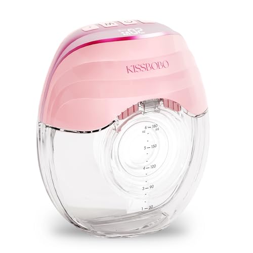 KISSBOBO Lanches elétricos, extrator de leite mãos livres - 3 modos 8 níveis, molde ultrafino 50 mm, extrator de leite silencioso e indolor extrator de leite materno (rosa 1 unidade)