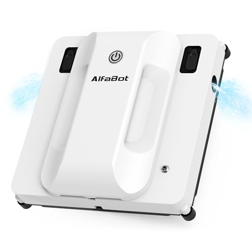 AlfaBot GLS400 Robot Limpador de vidro, robô de limpeza de janelas elétrico inteligente com pulverizador bidirecional, 50 ml, navegação inteligente, para todas as superfícies lisas, quadrado