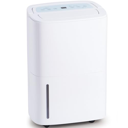 Megonia Deshumidificador elétrico portátil 70 l/dia: Silencioso 40 dB com depósito 5 L e tubo de drenagem 2 m| Controlo de humidade inteligente| modos automático/temporizador para quarto/porão
