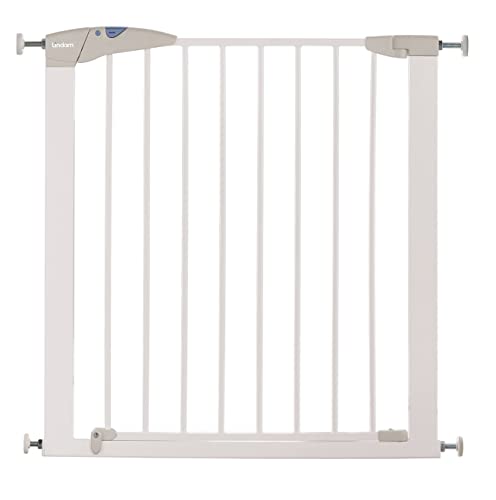 Munchkin Porta de escada Lindam, porta de eixo segura para crianças pequenas e bebés, porta de escada com ajuste à pressão para bebés ou cães, porta de segurança para bebés para escadas e portas