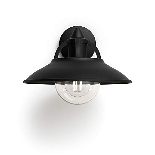 Philips myGarden Cormorant Aplique de exterior, casquilho E27, 42 W, alumínio, cor preta, desenhado para jardins e pátios