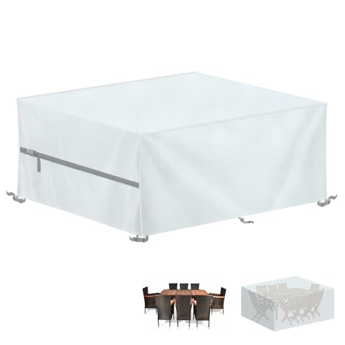 LAMUNI Capas móveis de exterior capa mesa jardim impermeável capa de móveis de exterior 420D tecido Oxford capa de mesa, capa para sofá e jardim retangular, 200 x 140 x 90 cm