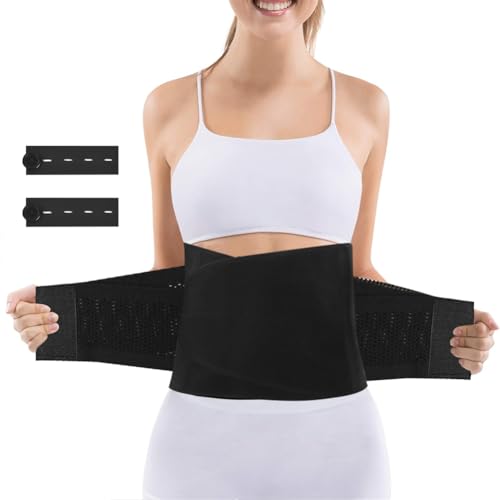 ACWOO Faixa pós-parto, faixa abdominal pós-parto, faixa de recuperação pós-parto com alças de ajuste duplo, faixa lombar para mulher, modelador de cintura, envoltório para o suor de barriga, preto