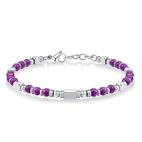 SIUMAL Pulseira de mulher, pulseira boémia de pedra natural em aço inoxidável para mulher, presente de aniversário, presente de Natal para mãe