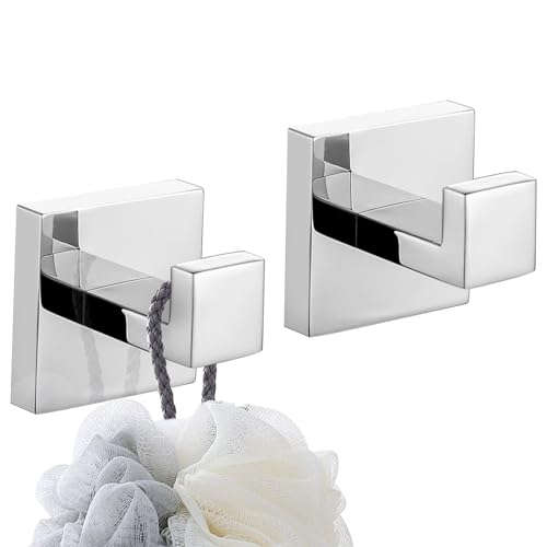 TURS Toalha / roupão gancho roupa ganchos para casa de banho cozinha garagem SUS 304 aço inoxidável montagem na parede, acabamento polido 2 pacotes, Q7001P-P2