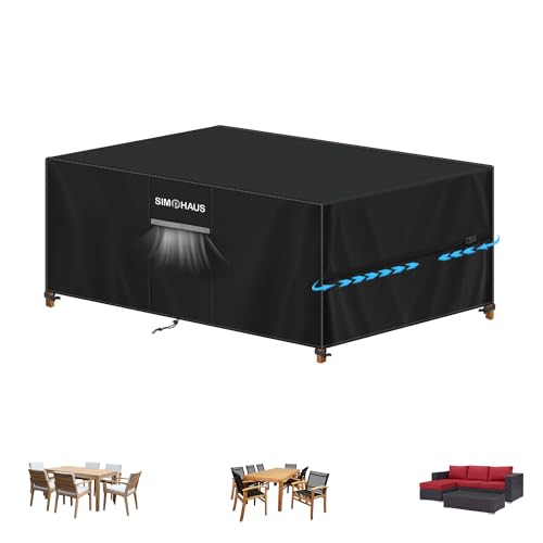 SIMPHAUS Capa para móveis de jardim exterior capa de mesa e cadeiras exterior impermeável capa protetora exterior protetor de mesa com ventilação resistente ao vento tecido Oxford 420D anti-UV 160 x