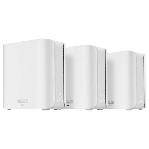 ASUS ZenWiFi BD4 3-Pack - Mesh WiFi 7 de banda dupla, 3600 Mbps, cobertura de 604 m², duas portas 2,5 G, controlos de segurança e parentais incluídos, Smart Home Master SSIDs - branco