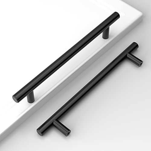 Amerdeco 10 peças puxadores de cozinha preto 160 mm para armários e gavetas - argolas de aço inoxidável para móveis e portas