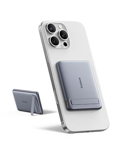 Baseus Mini MagSafe Power Bank 5000 mAh Qi2-zertifiziertes mit Klappbarer Ständer PD 20W MagnetPower Bank USB C Wireless Powerbank Kompatibel mit iPhone 16/15/14/13/12/Pro/Pro/Pro/Pro/P. ro MAX série