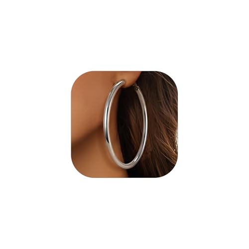 PROSTEEL 2 peças brincos aros mulher 30/40/60/80 mm diâmetro, marítimos 5 mm de espessura, vem com caixa de presente