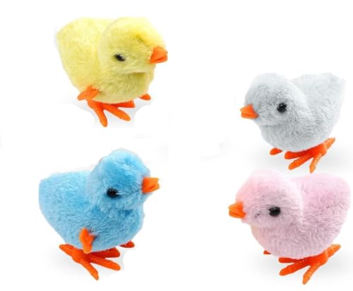 Ding Yongliang Pintinhos brinquedo para Páscoa, 4 peças brinquedos de corda de Páscoa - Pintinho de Páscoa brinquedo de corda de peluche frango saltar brinquedos mecânicos, presentes de Páscoa para
