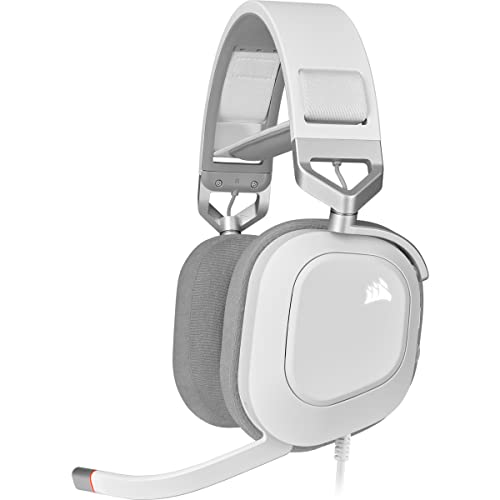 Corsair HS80 RGB USB Auriculares premium para jogos com som envolvente 7.1 (microfone omnidirecional, tecnologia SoundID da SonarWorks, controlo de volume no auricular de fácil acesso) branco