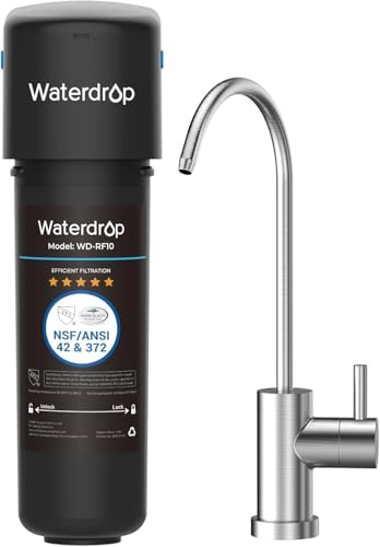 Waterdrop 10 UB Sistema de filtro de água inferior com torneira dedicada, certificado NSF/ANSI 42, sistema de filtragem de água de 30 000 litros, reduz 99,99 % o chumbo, o cloro, o mau sabor