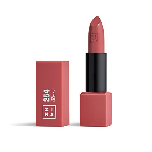 3INA MAKEUP - The Lipstick 254 - rosa nude escuro - barra de lábios creme mate com vitamina E e manteiga de karité alta pigmentação com cheiro de baunilha - Vegan - Cruelty Free