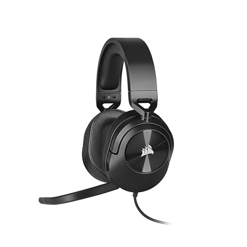 Corsair HS55 SURROUND Auriculares multiplataforma leves com cabo para jogos - som envolvente Dolby 7.1 - compatível com iCUE - PC, Mac, PS5, PS4, Xbox, Nintendo Switch, telemóvel - carbono