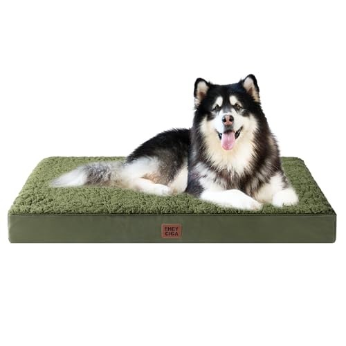 EHEYCIGA Cama cães extra grande XXL ortopédica, 120 x 74 x 9 cm colchão cão com espuma de caixa de ovos, tapete lavável cão, cão Bed, verde escuro