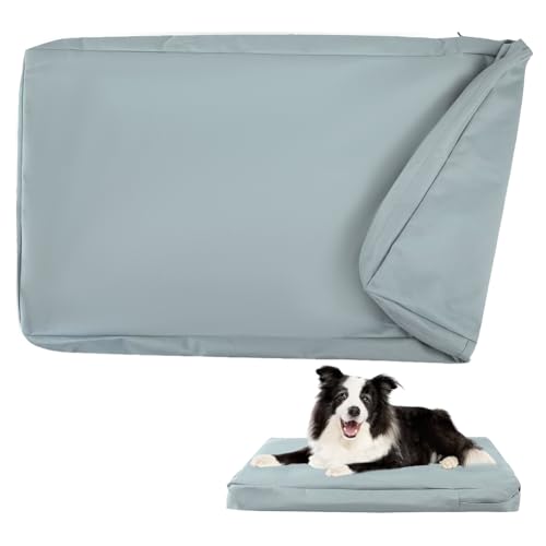 DUJUIKE - Capa impermeável para cama de cão, capa de substituição para gaiola, capa de substituição para almofada, lavável, removível, com fecho de correr, protetor de colchão (cinzento, 76 x 51 x 10