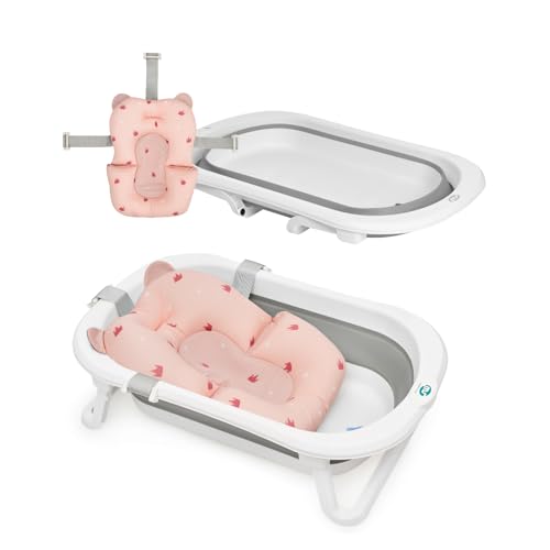 MS Flex almofada redutora - banheira dobrável para bebé com pernas e almofada redutora adaptável - banheira para bebé fácil de guardar - portátil para casa ou para levar em viagem