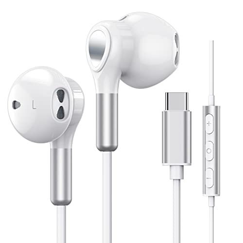 Auriculares USB C para Samsung Galaxy S23 S24 S22 Ultra S21 FE S20 A53 A54 A55 auriculares USB tipo C com microfone intra-auditivos com cabo tipo C para iPhone 15 Pro MAX iPad Pro Air 5/Mini 6, Pixel