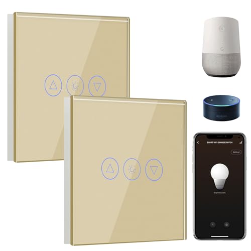 BSEED Smart Dimmer Lichtschalter 1 fach 2 Way Wifi Led Dimmer Lichtschalter arbeitet mit Amazon Alexa, smart home lichtschalter, Dimmschalter für lâmpada led dourado (erforderlich Neutral