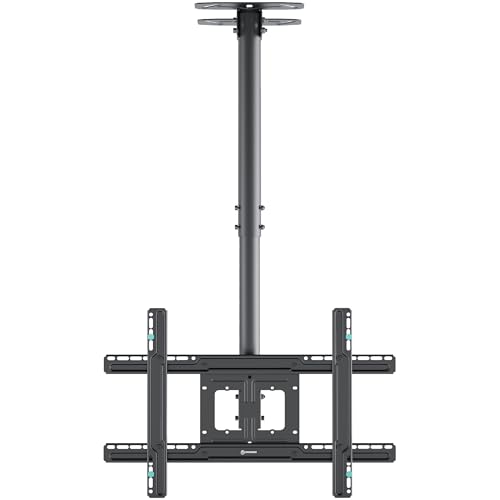 ONKRON Suporte para TV de teto de 32 a 80 polegadas, base para TV em cor preta com carga de até 68 kg, suporte para televisão com MAX VESESA, 600 x 400 mm/braço televisão inclinável com altura