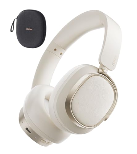 Edifier ES850NB Auriculares sem fios com cancelamento de ruído, áudio sem fios de alta resolução, LDAC, tempo de reprodução 92H, Bluetooth 5.4 e multiponto, controlo tátil - marfim