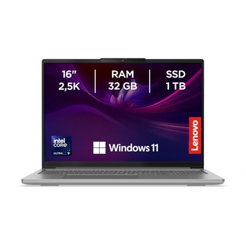 Lenovo IdeaPad Pro 5 Gen 9 Computador portátil com IA de 16" de 2,5 K (Intel Core Ultra 9 185H, 32 GB RAM, 1TB SSD, gráficos Intel ARC, Wi-Fi 6E, Windows 11 Home) teclado QWERTY espanhol cinzento