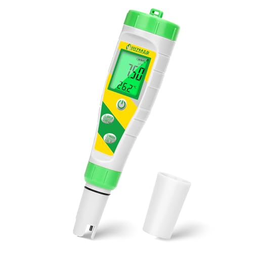 UIUZMAR Medidor de pH e sal de piscina salina, teste de salinidade para piscinas, ecrã digital 5 em 1, medidor de pH TDS EC temperatura de salinidade para piscina, impermeável, aquário, água potável,
