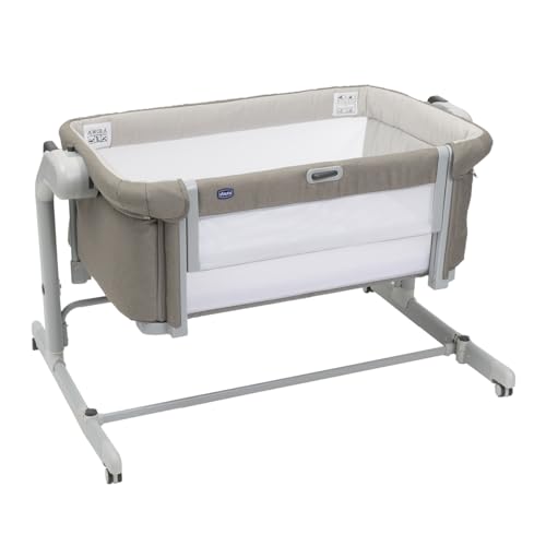 Chicco Next2Me Magic Evo berço bebé lado da cama, com modo de balanço, inclinável, corrimão rebatível, altura ajustável, 4 rodas, colchão e saco de viagem incluídos, bege