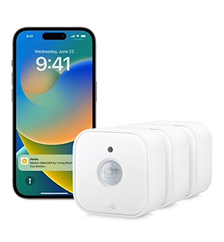 Eve Motion (Matter) Pack de 3 – sensor de movimento e luz, para interiores e exteriores, compatível com Apple Home, Alexa, Google Home, SmartThings, requer um roteador de borda