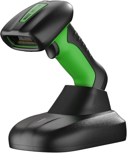 NETUM Scanner de código de barras 2D QR industrial Bluetooth com base de carregamento, leitor de código de barras sem fios 2D/1D melhorado, bateria de 2600 mAh, à prova de água e poeira, mãos livres