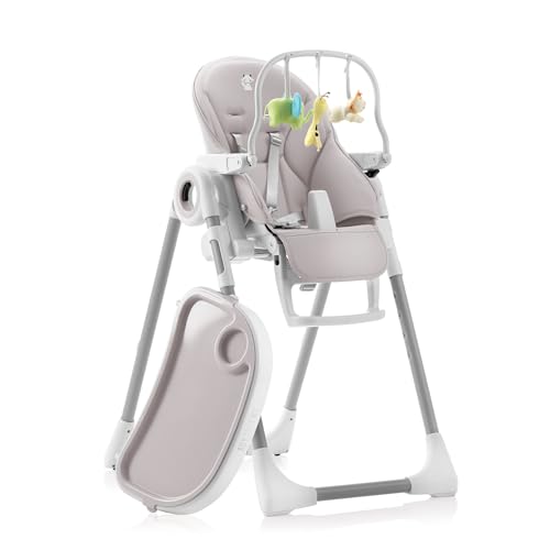 Sweety Fox Cadeira alta de bebé evolutiva - encosto para criança reclinável 5 posições - cadeira portátil bebé 7 alturas diferentes - cadeira bebé - cinzento