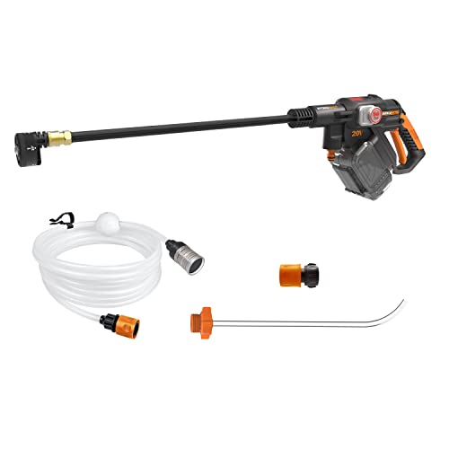 WORX Hidro-limpeza a bateria WG633E.9, 56 bares, 220 L/H, acessórios, cor preta laranja, sem bateria nem carregador
