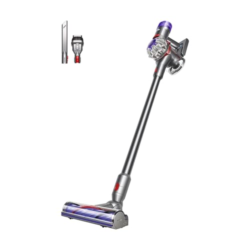 Dyson V8 Advanced™ Aspirador sem cabos, 130 AW, 40 min de autonomia, escova Motorbar com tecnologia anti-emaranhados, acessório multifuncional de canto, porta de carregamento, prata / níquel