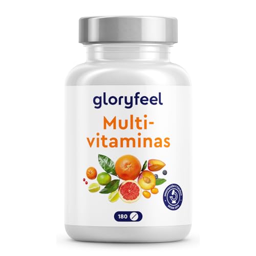 Multivitaminas e minerais, comprimidos de 180 para 6 meses - todas as vitaminas A, B, C, D3, E, cálcio, zinco, selénio - multivitamínico ativo completo para homem e mulher - testado em laboratório