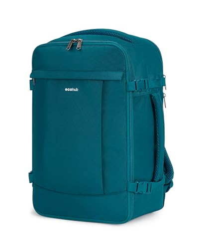 ECOHUB Mochila viagem cabine avião 40 x 20 x 25, Azul Verde