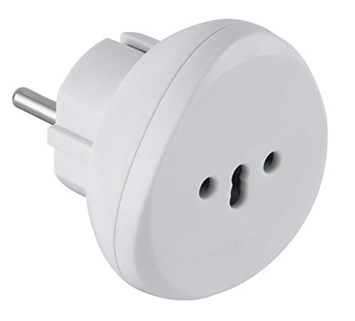 Electraline 70057 Adaptador de viagem suíça/Itália/Brasil para as suas tomadas de França/Europa, branco