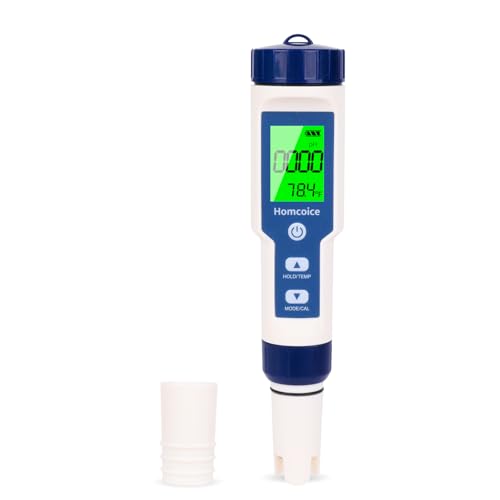 Homcoice Medidor pH piscina 7 em 1 com temperatura TDS EC SALINIDADE S.G ORP, teste de pH profissional IP67 à prova de água, phmetro digital de alta precisão 0,01, testador de análise de água com