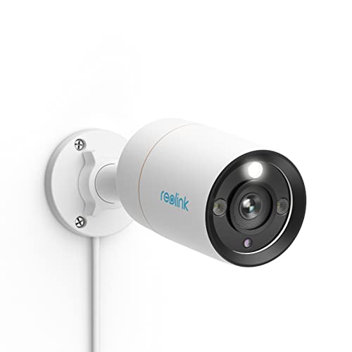 Reolink 12MP Câmara IP PoE exterior com holofote, câmara de vigilância com deteção de pessoas/veículos/pets, visão noturna colorida, áudio bilateral, lapso de tempo e alerta de movimento, RLC-1212A