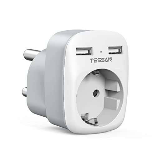 TESSAN Tomada para África do Sul, adaptador M com 2 USB, adaptador de tomada para África do Sul, namíbia, Butão, adaptador tipo M