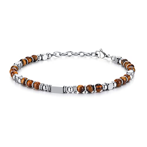SIUMAL Pulseira de mulher, pulseira boémia de pedra natural em aço inoxidável para mulher, presente de aniversário, presente de Natal para mãe