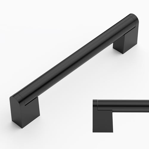 Amerdeco 10 peças puxadores de cozinha preto 128 mm - argolas para armários, gavetas e portas de correr em aço inoxidável - modelo UK038
