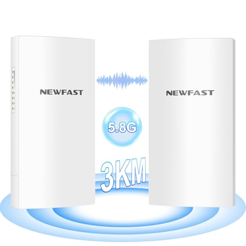 NEWFAST WiFi Bridge, 3 km CPE sem fios exteriores ponte sem fios Wi-Fi exterior Wi-Fi Bridge 5,8 GHz 300 Mbps, CPE de exterior longo alcance, antena direcional 11 dBi, PoE passivo, IP66