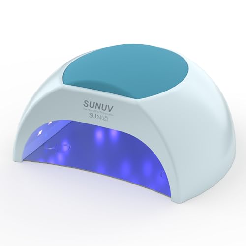 SUNUV Candeeiro LED unhas semipermanentes, candeeiro de unhas profissional, secagem rápida, 4 temporizadores ideal para salas e uso doméstico SUN2C azul