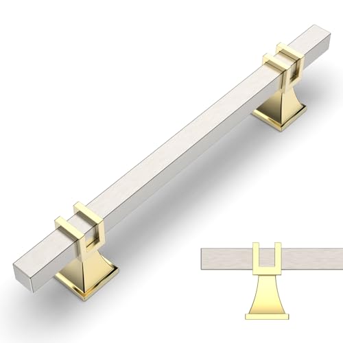 Amerdeco 10 peças puxadores cozinha 128 mm puxadores armários ouro prata puxador porta puxadores gavetas de móveis UK0003