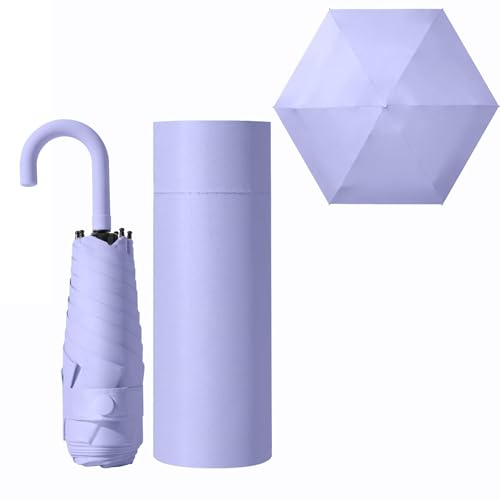 erised's bifrost Mini guarda-chuva dobrável de viagem com alça em forma de gancho, pequeno, portátil, com proteção UV de 99,9%, chuva e sol, leve, de bolso pequeno ou mochila para mulheres e crianças