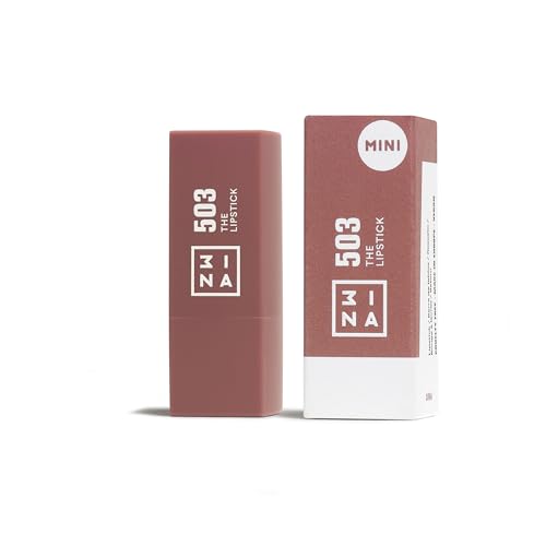 3INA MAKEUP - The Lipstick 503 (mini) - Labial Nude Cremoso - Barra de lábios mate com vitamina E e manteiga de karité de alta pigmentação com cheiro de baunilha - batom tamanho viagem - Vegan -