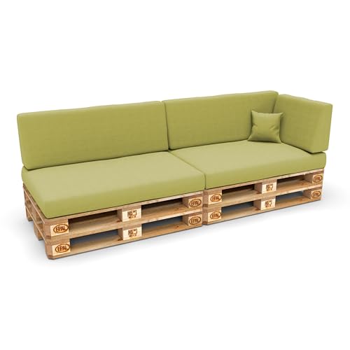 POKAR Conjunto de almofadas de 6 peças para europaleses: 2 assento 120 x 80 cm + 2 x encosto 120 x 40 cm 1 x 60 x 40 cm encosto (lateral) 1 almofada decorativa 40 x 40 cm, para sofá de paletes, sem