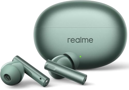realme Air 6 auriculares true sem fios, controladores de baixo profundo de 12,4 mm, cancelamento ativo de ruído 50 dB, 40 horas de reprodução, resistência à água, LHDC 5.0, 6 ENC Mic para
