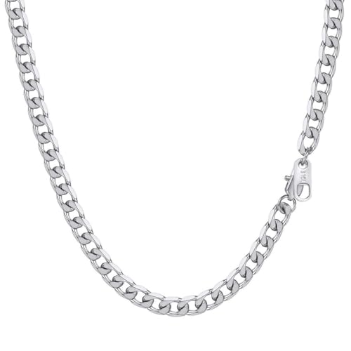 PROSTEEL Colar correntes cubanas para homem mulher, corrente cubana de aço inoxidável 7 opções de comprimentos, 5 mm 6 mm 9 mm de largura